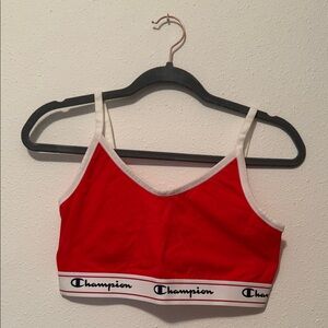 Champion Red Bralette with White Trim and Logo Band